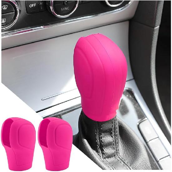 AICEL 2 Pcs Car Gear Shift Knob Cover, Elastic Silicone Car Automatic Shift Protector Cover, Universal Anti-Slip Auto Knob Gear Stick Protector for