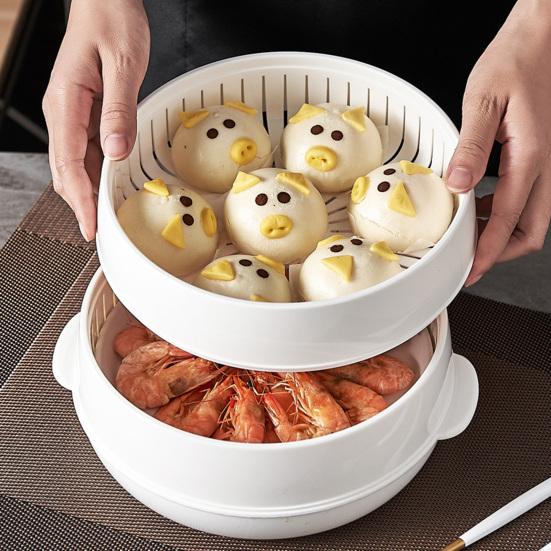 Yousheng Microwave Vegetable Steamer Food Grade Transparent Plastic Cookware Reusable Kitchen Cooking Steamer for Dumplings Vegetables