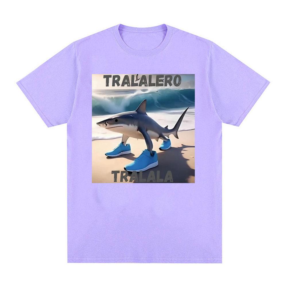 Funny Tralalero Tralala Running Shark Meme Tshirts Unisex Retro Hip Hop Oversized Tshirt Unisex Casual Cotton ONeck T Shirt Tops