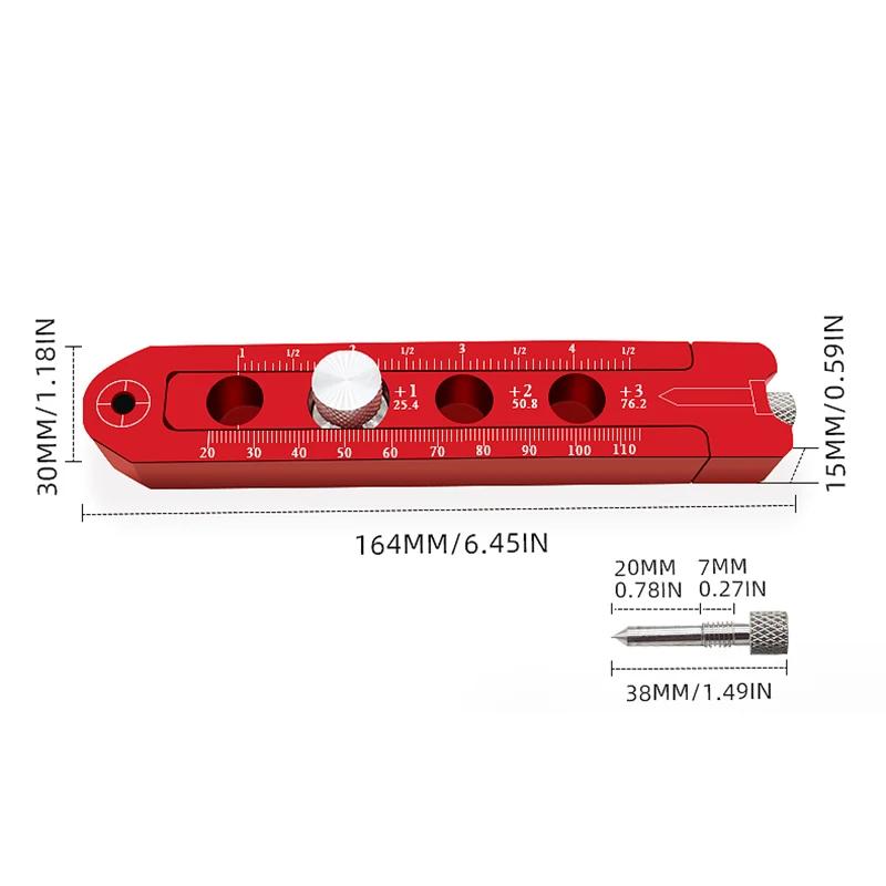 

Многофункциональный разметочный инструмент, DIY разметочный инструмент для нанесения линий, Портативный алюминиевый столярный циркуль-разметчик, Инструмент для разметки окружностей 1pcs красный