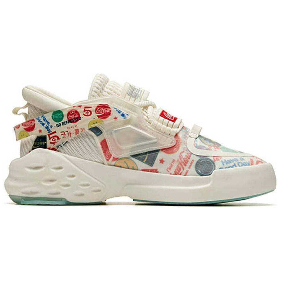 Coca Cola X Anta Bastard Cushioning Slip Resistant Abrasion Resistant Low Top Chunky Sneakers Women's White Red Blue 12948088-11