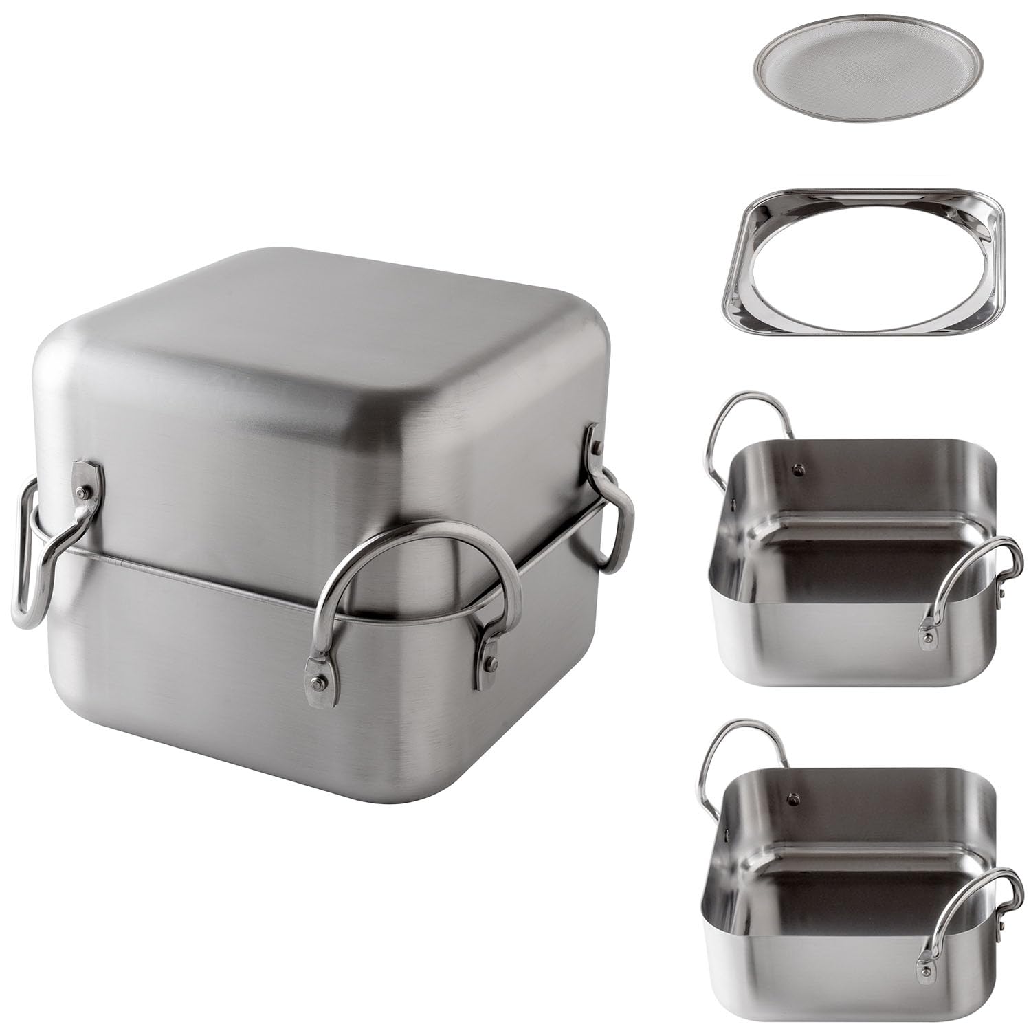 

ErnestTempura Pot Square [Frying pot,oil pot,and frying net in one][Handle does not take up much space,oil turn square] IH,brand used A-78063