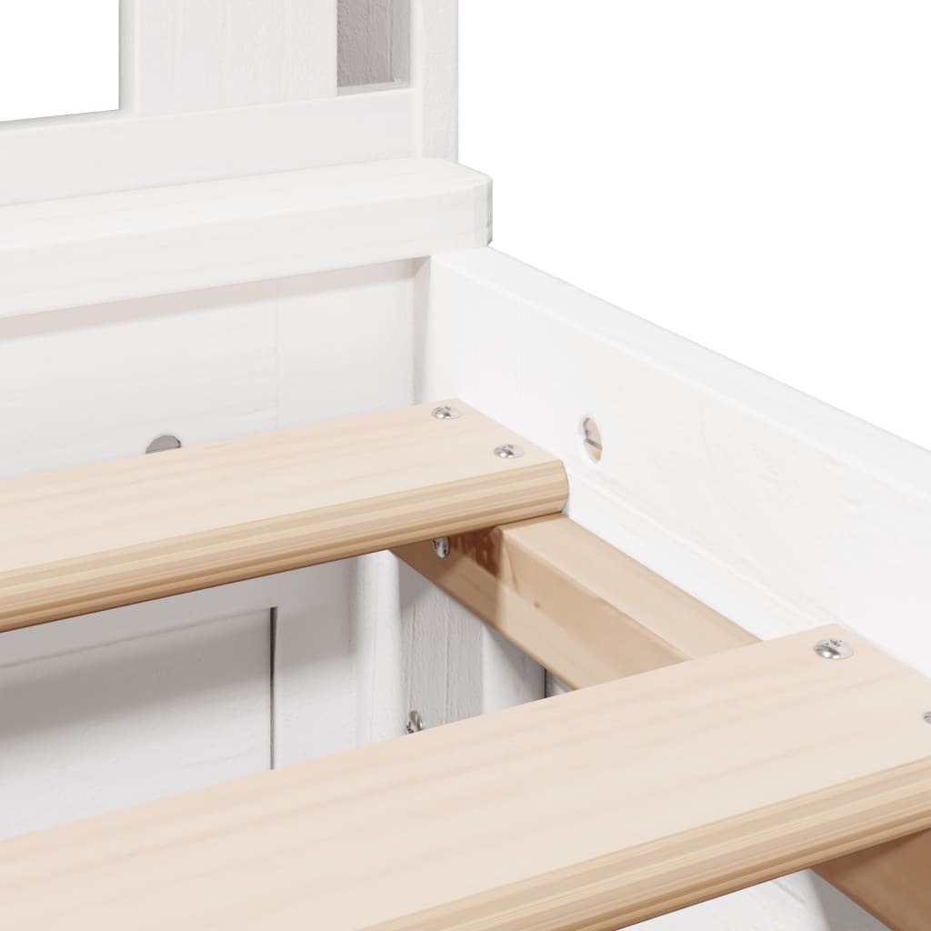 Solid Wood Bed with Shelf Without Mattress White 180x200 Cm Pine