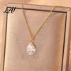 Adjustable Clavicle Chain Water Drop Necklace for Women Cubic Zirconia Rhinestone Elegant Alloy Women Pendant Sparkling Statement Jewelry