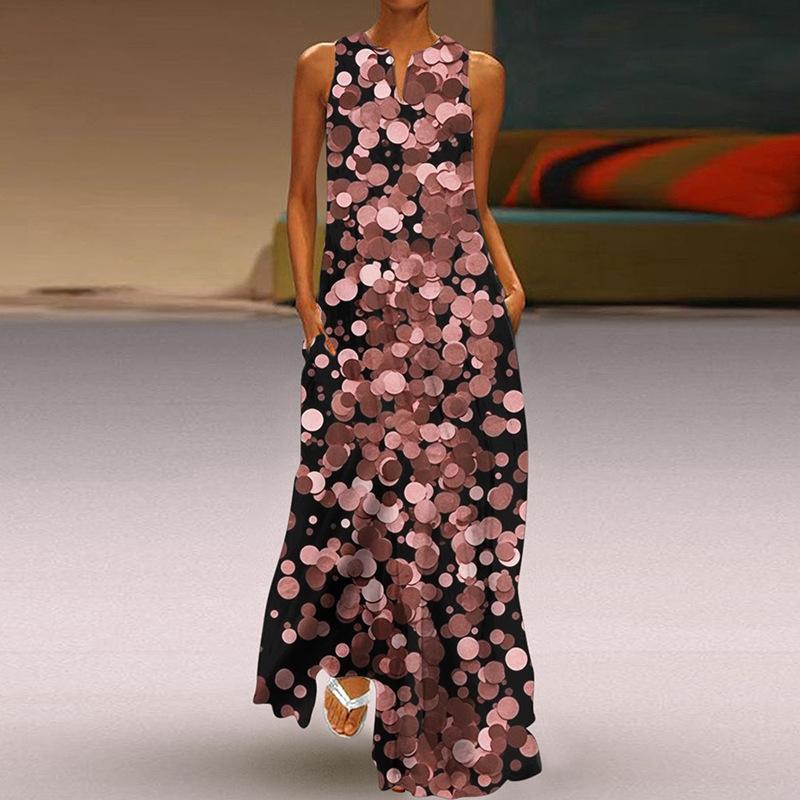 

Жен. Платье А-силуэта Макси Длинные без рукавов С принтом с пайетками Осень/зима V-образный вырез Ретро Стиль Элегантный