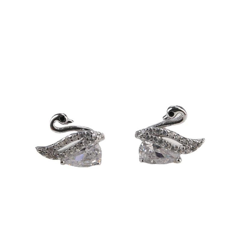 Little Swan Earrings for Women  Elegant Earrings Zircon Earrings Light Luxury Mini and The Same Style
