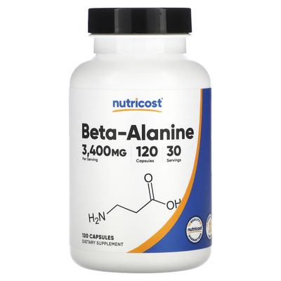 Nutricost, Beta-alanine, 3,400 Mg, 120 Capsules (850 Mg Per Capsule)