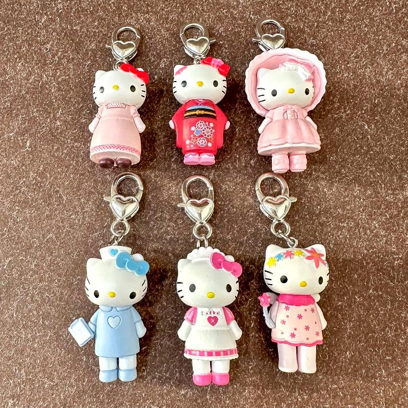 Hello Kitty Keychain Cartoon Doll Mobile Phone Rope Backpack Stuffed Pendant Lovely Decor Anime Figure Makeup Bag Pendants