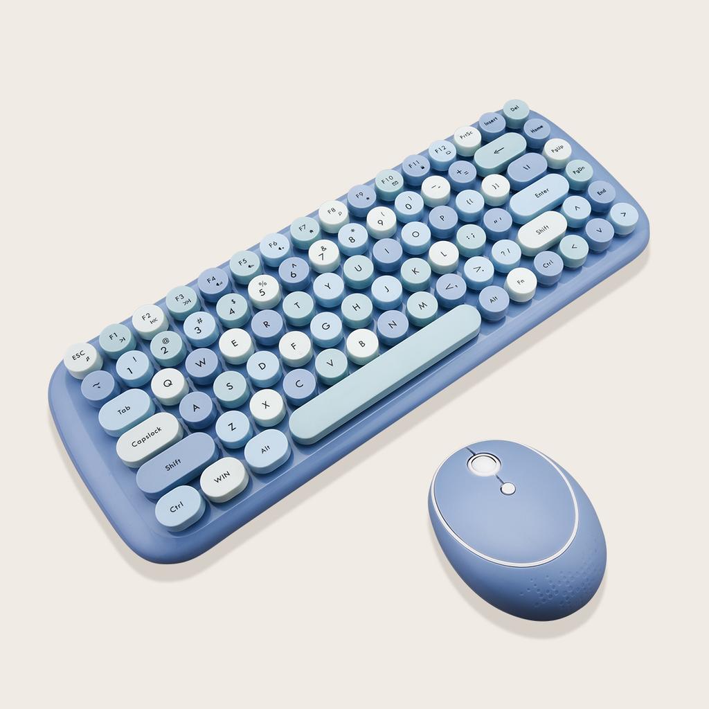 Bonbonfarbene kabellose Tastatur-Maus-Kombinationen für Desktop-Laptops, Notebooks, 2,4 G kabelloser Nummernblock, rosa Mädchen-Tastatur und -Maus