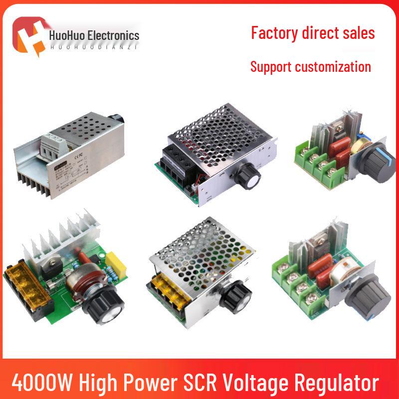 4000W SCR Dimmer & Speed Controller: High-Power Voltage Regulator and Temperature Controller for 220V AC Motors with Shell