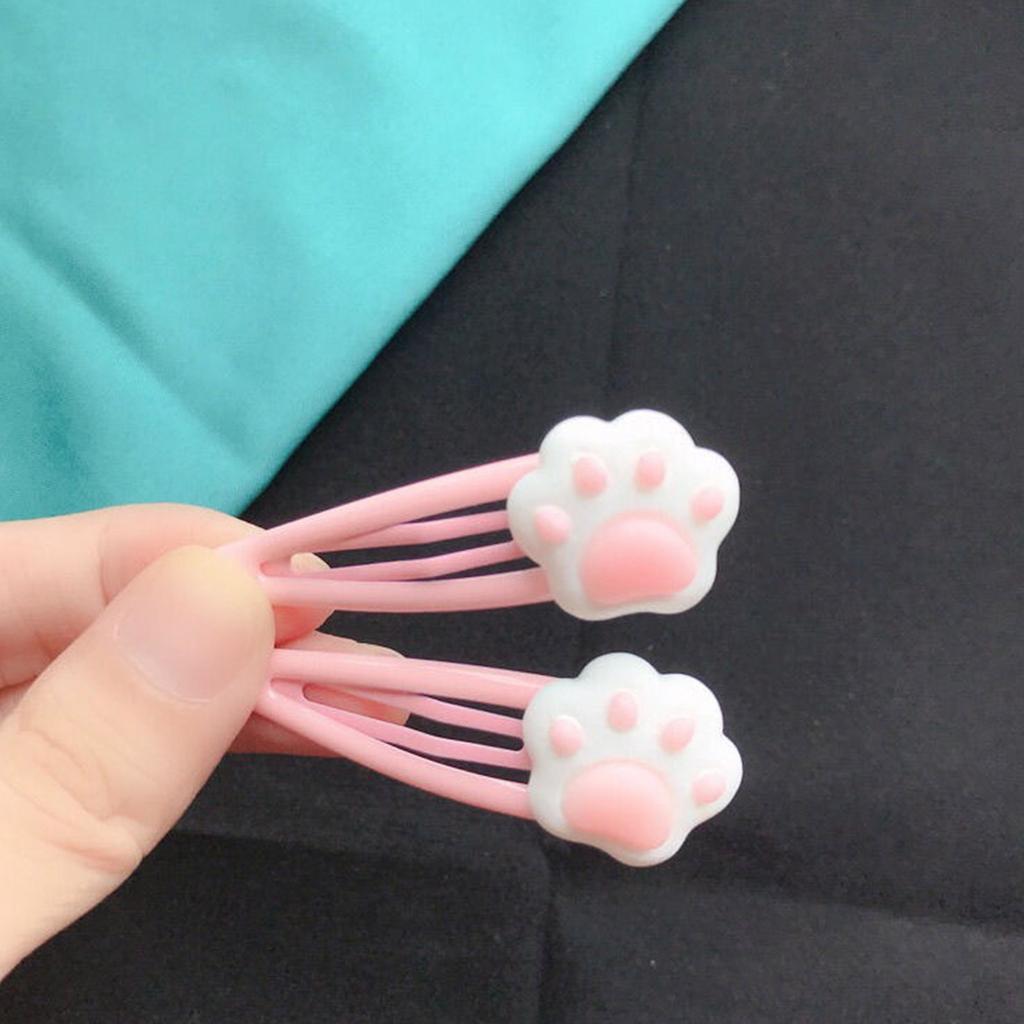 Y2k Snap Hair Clip for Hot Girls Colorful Cartoon Cat Paw Shape Hair Barrettes Sweet Metal Barrettes for Teens Girls