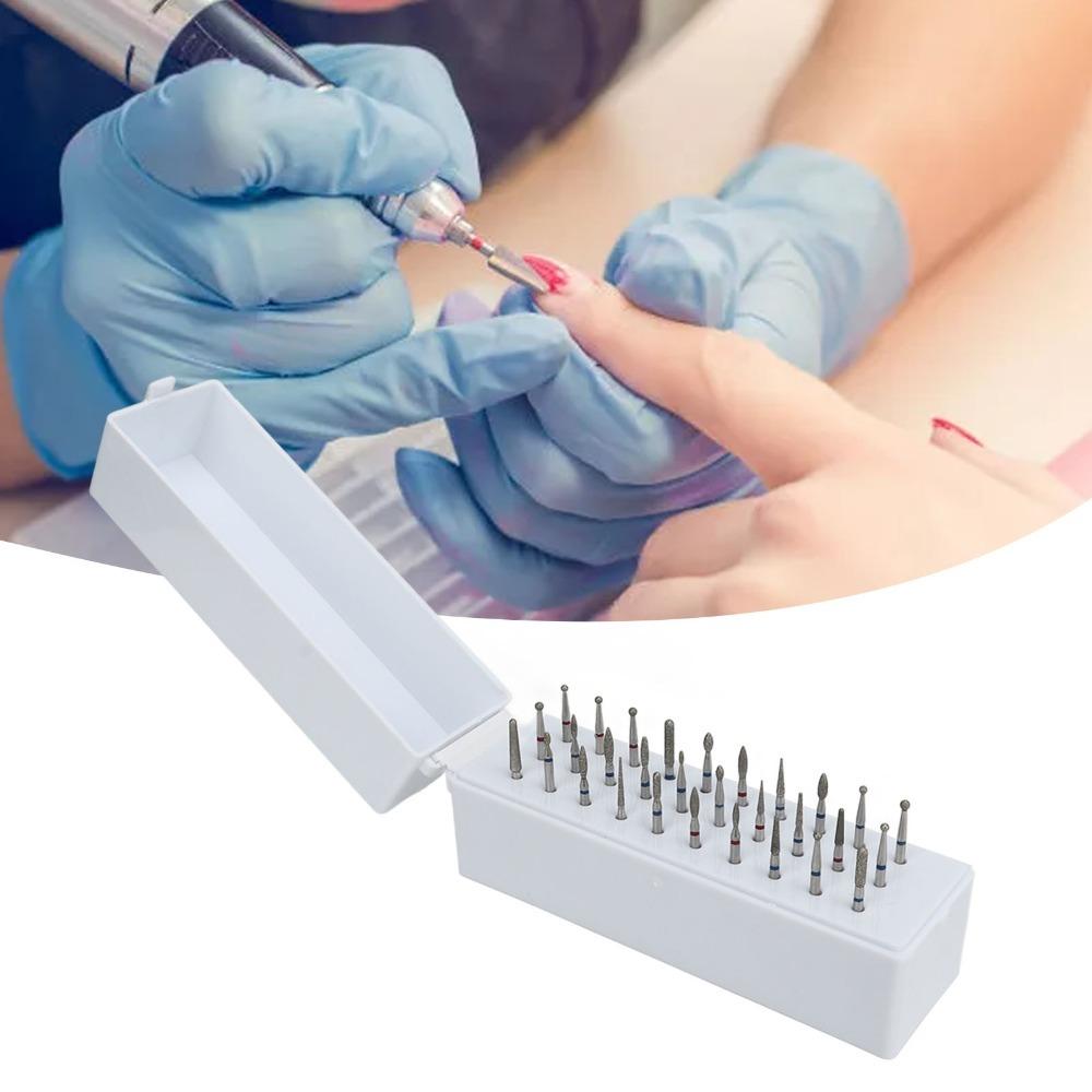 30pcs Portable & Durable Nail Grinding Heads Set Professional Nail Art Accessory Organization