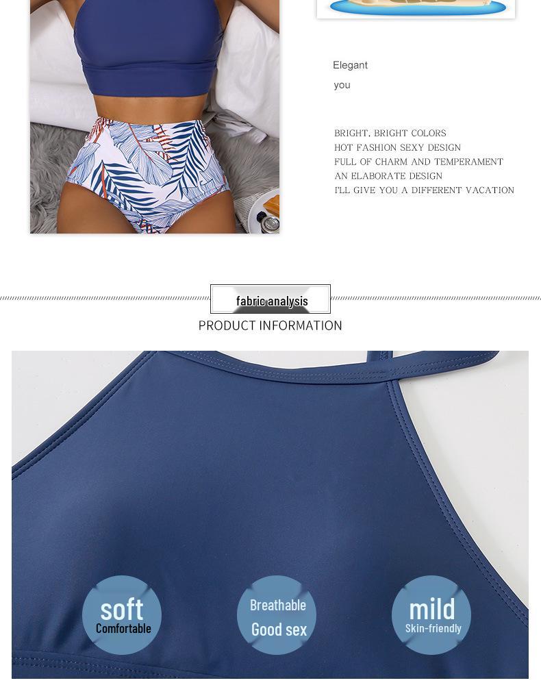 European & American High Waist Bikini - Solid Color, Tummy Covering, Sexy Swimwear