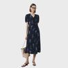 Damen V-Ausschnitt Seidenkleid - Frühjahr/Sommer Kollektion 2025, Kurzärmelig, Gefütterter Doppel-Crepe, 100% Maulbeerseide.