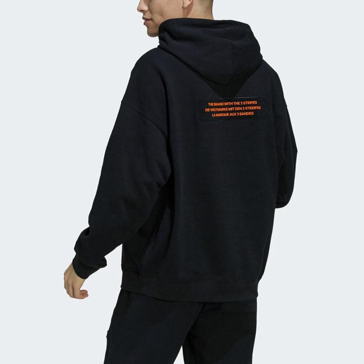 Adidas Originals Big Trefoil Hoodie Sweatshirt With Contrast Logo Men Hoodie Black H09354