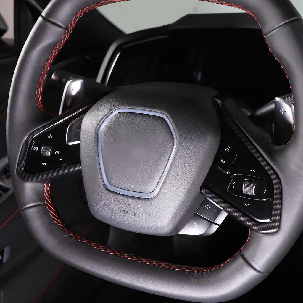 Carbon Fiber Interior Steering Wheel Trim Cover For Corvette C8 -2025 US