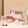 Women's Makeup Bag  3pcs Set Macaron Printed Wash Bag Travel Essential Portable Storage Bags Waterproof Cosmetic Bag Bath Bags