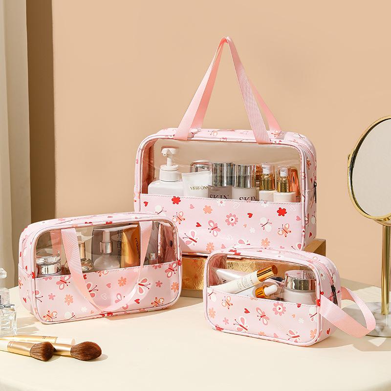 Women's Makeup Bag  3pcs Set Macaron Printed Wash Bag Travel Essential Portable Storage Bags Waterproof Cosmetic Bag Bath Bags