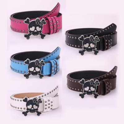Men's and Women's Party Belt Halloween Punk RockinsFashionable Women's Skull Studded Belt Y2K Hot Girl Adjustable Belt for Men and
