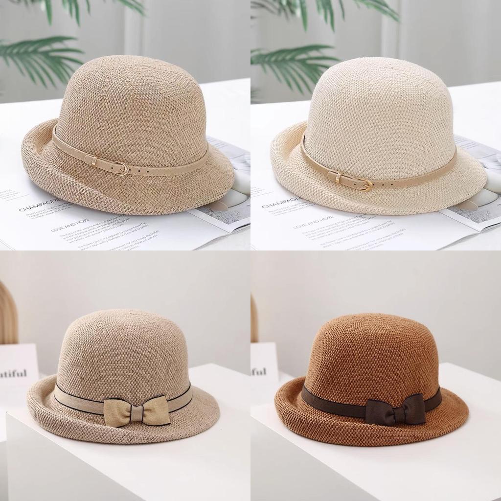 Women Breathable Fishing Cap With Curved Brim And Elegant Bow For Beach Days