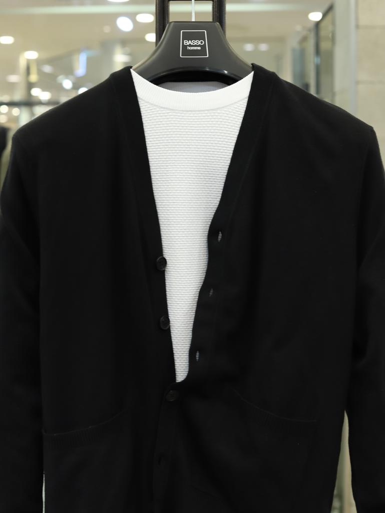 Basso Homme Men’s Knit Cardigan Black Out Pocket V-Neck 3-Pack Y3GW30A