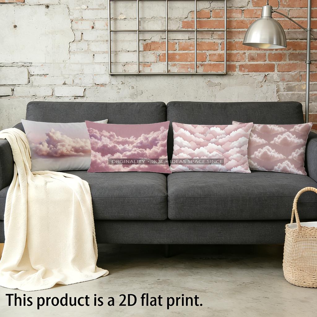 Pink Clouds Patterned Pillowcase Suitable For Sofa Bedroom Car Pillow Cover Cushion Rectangular Back Cushion