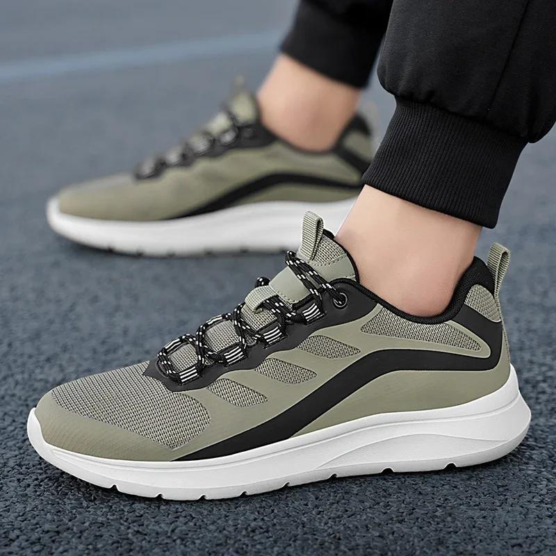 Large Size Lightweight Breathable Mesh Running Shoes Students Thick Sole Trend All Low Top Lace-up Casual Sports Shoes