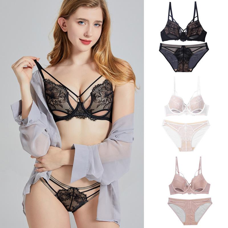 Sexy reine Begierde Spitzen-Dessous-Set, Minimizer Push-Up Anti-Hänge-BH-Set für Frauen mit großer Oberweite für den Herbst