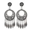 Retro Personalized Tibetan Silver Fringed Stud Earrings Long Temperament Versatile Earrings Exaggerated Metal Vacation Earrings Women