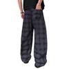 Straight-leg pants summer lazy wind advanced cool feeling loose wide-leg pants slimming feeling American retro plaid pants thin men