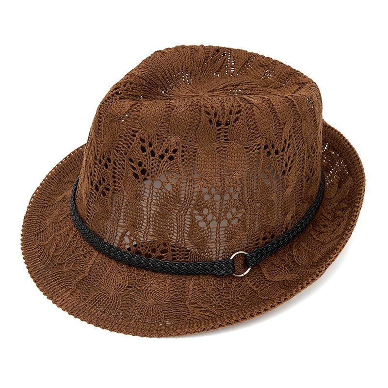 Summer Men Women Hollow Mesh Panama Hat British Retro Jazz Hat Vacation Breathable Sun Protection Sunshade Hat
