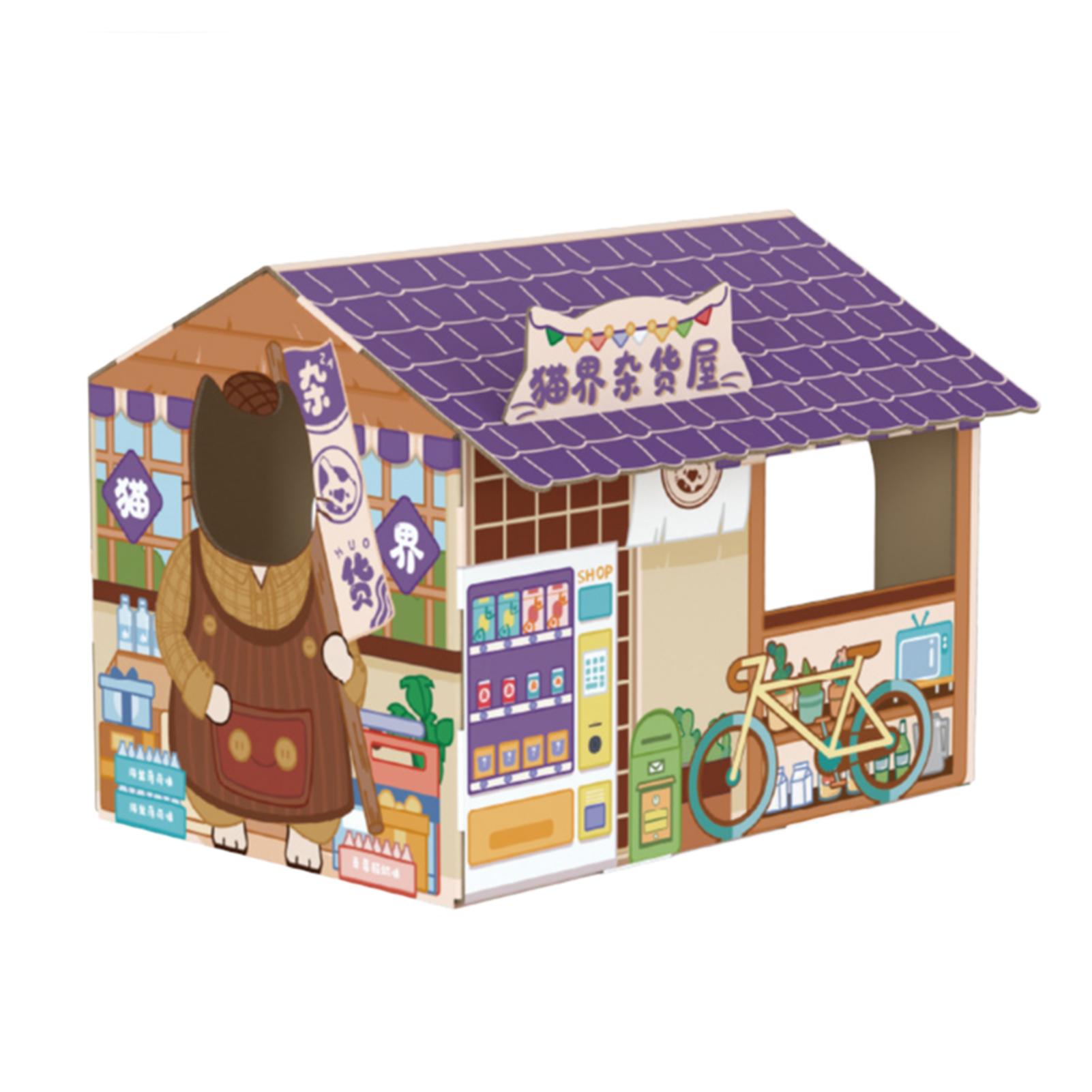 

Картонный домик для кошек Безопасный Здоровый Износостойкий Портативный Игровой домик для кошек с кошачьей мятой для кошек Айс Grocery Store