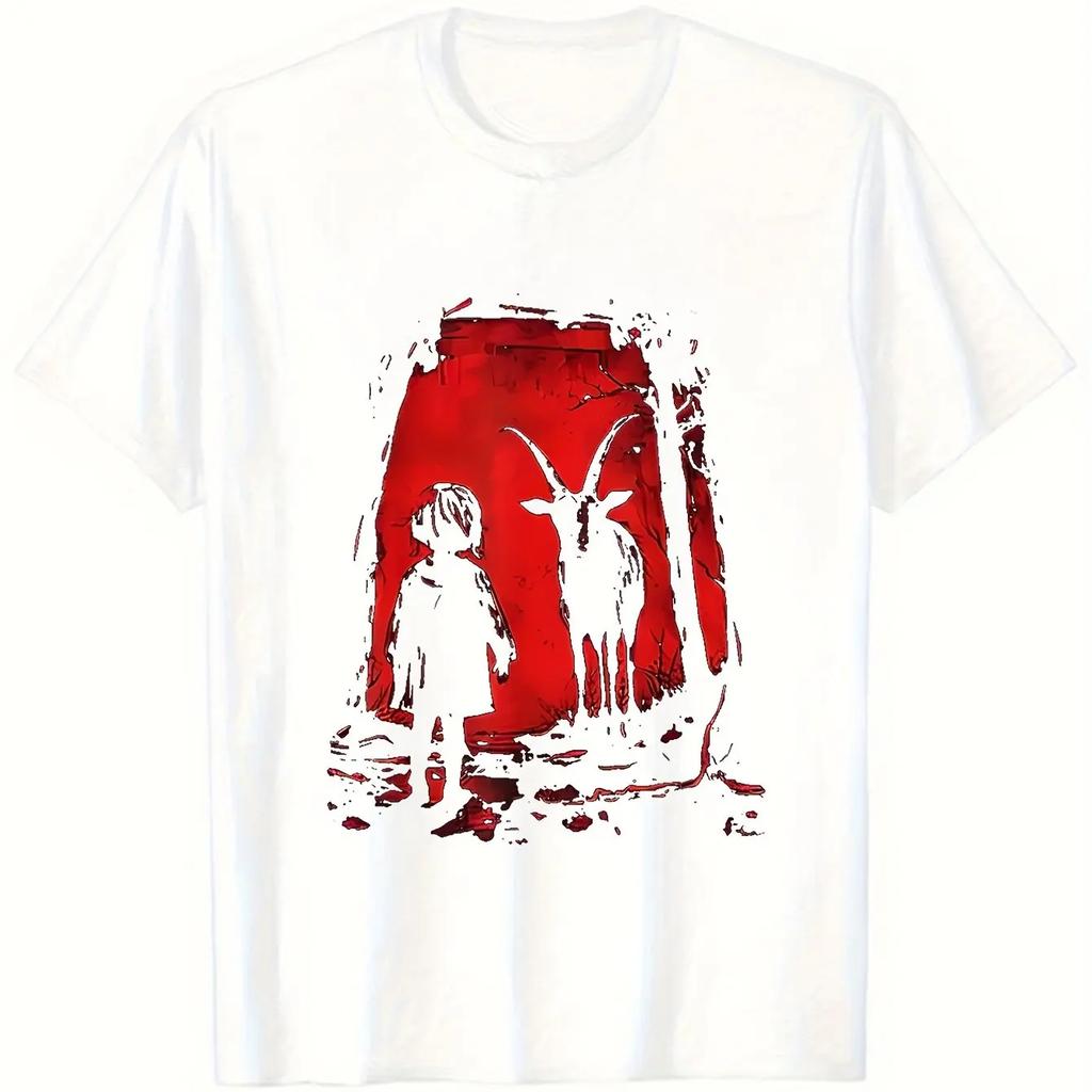 Unisexs Gothic Tshirt Satan Goat Head Graphic Tee Dark Fantasy Shirt For Halloween Christmas Gifts Gothic Outfits Unisex Clothing