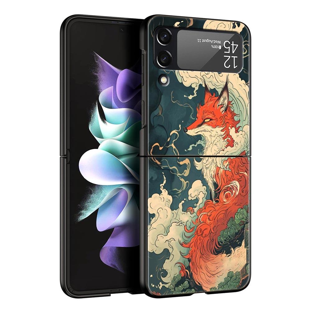 Japanese Style Art Japan Phone Case For Samsung Galaxy Z Flip3 Flip4 Flip5 Case Shell For Z Flip 3 4 5 6 7 Hard Folding Cover