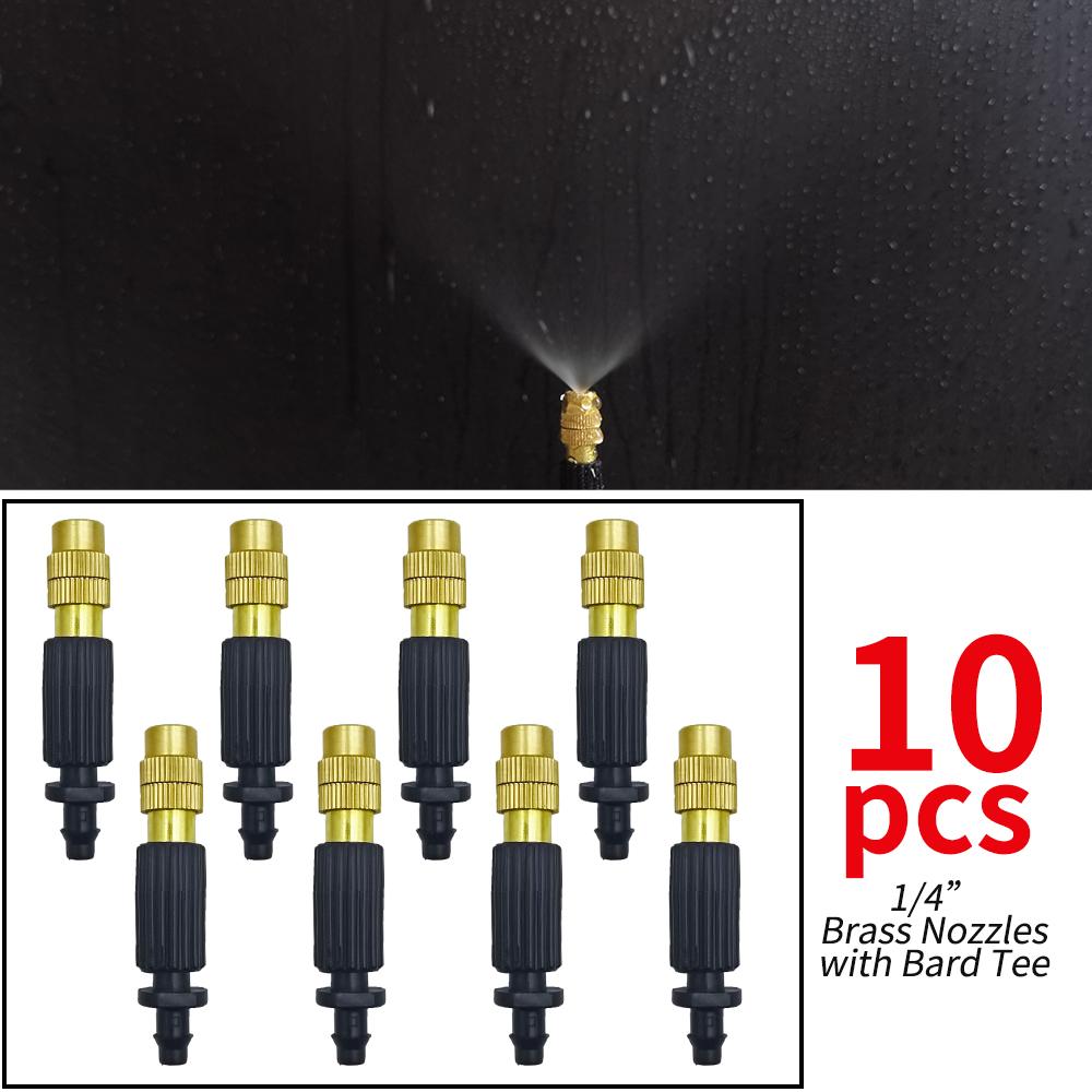 Oasis 5M-30M Garden Irrigation Outdoor Misting Cooling System Watering 1/4'' Brass Atomizer Nozzles 4/7mm Hose Patio Greenhouse