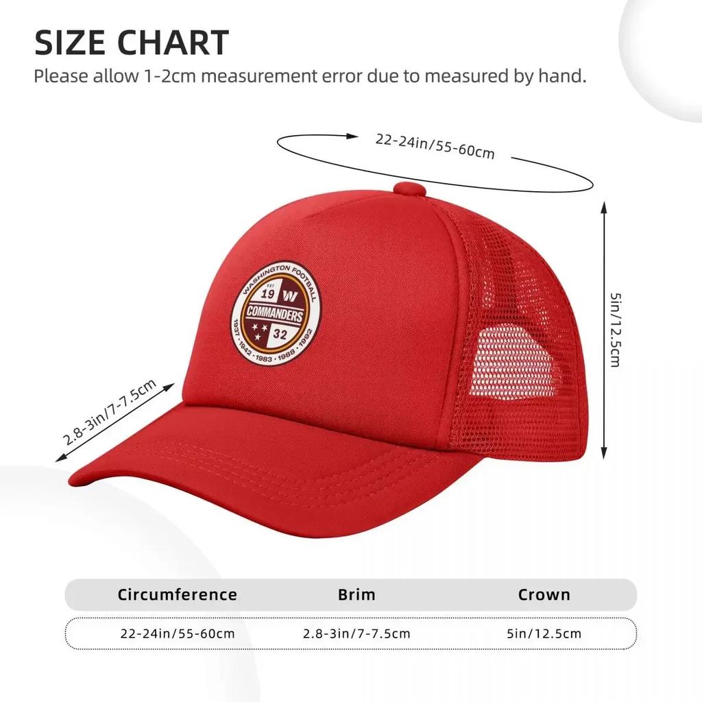 Washington Commanders Mesh Baseball Caps Snapback Hats Breathable Casual Casquette Outdoor For Mens And Womens