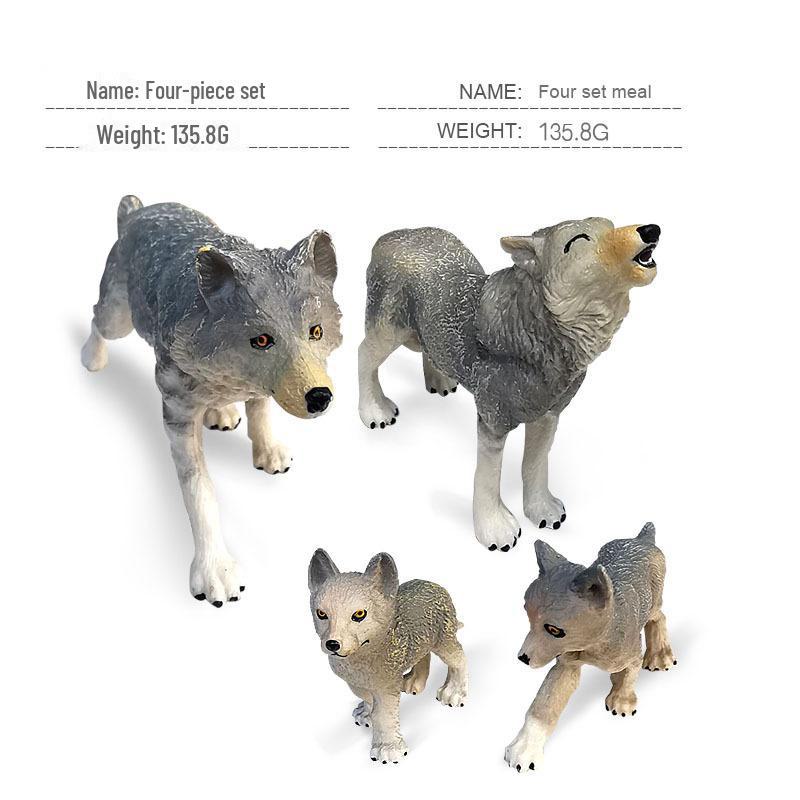 Siberian Wolf King Family Model Set: Includes Wolf King, Cub, Male, and Female Solid Static Toys