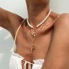 Multi-layer Pearl Beaded Necklace Exquisite Beach Style Necklace Pearl Shell Necklace  Women