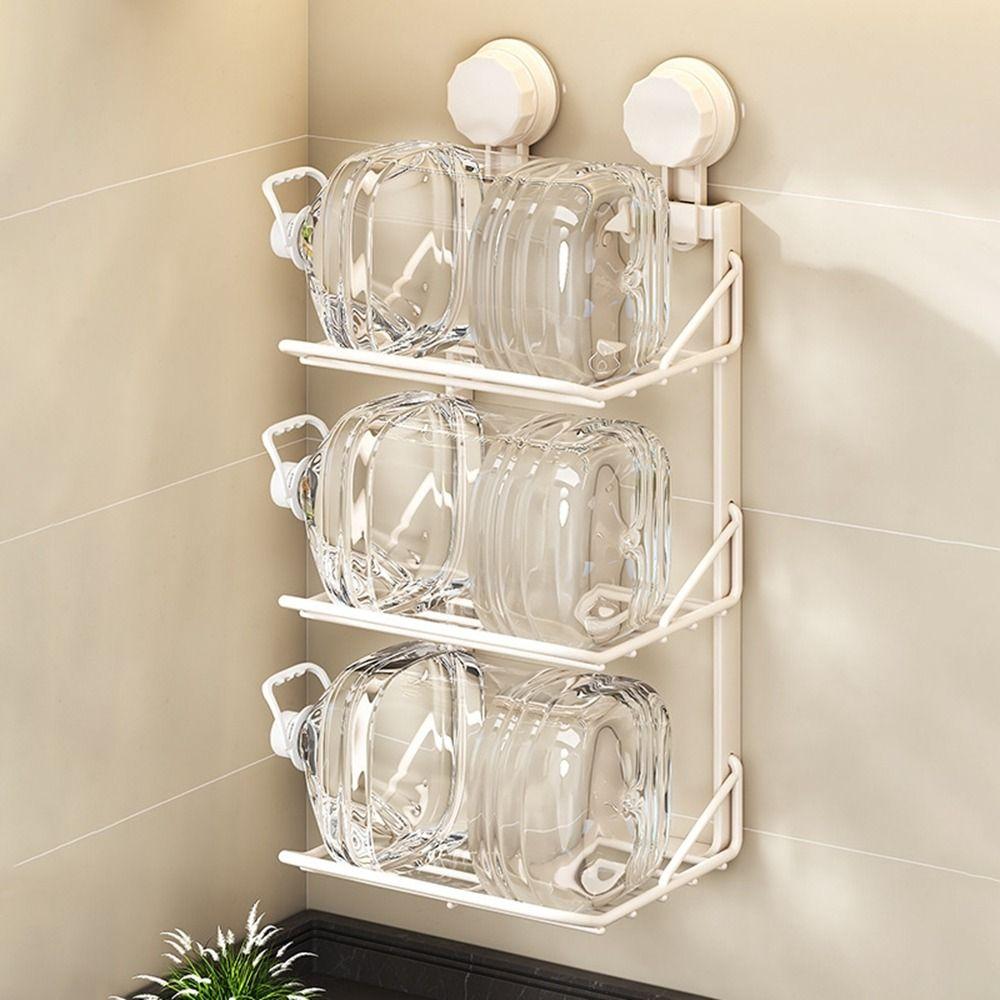 Punch-Free 3 Layers Foldable Storage Tray Suction Cup Food Sorting Tray  for Home