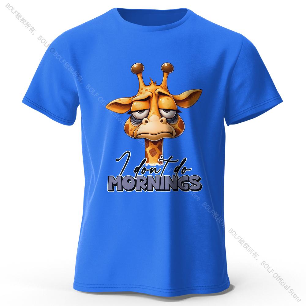 Summer Round Neck 3D Cartoon Giraffe Printed Top Fashionable Casual Short Sleeved Children's Boy T-shirts