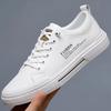 Neue Herren Freizeitschuhe aus echtem Leder Modische Weiße Flache Skate-Schuhe Junger Mann Slip-on Sneaker