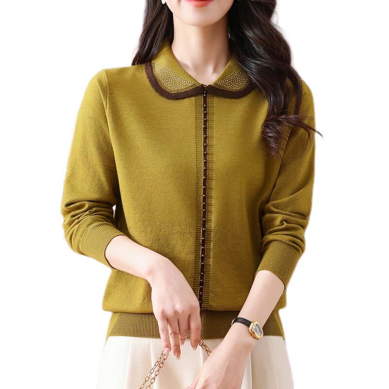 Women's Mid-Aged Long Sleeve Lapel Knit Top