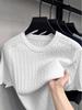 Men's Casual Loose Fit Round Neck Short Sleeve Knit T-shirt - Spring/Summer Solid Color Pullover