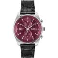BOSS Skytraveller Red Dial Black Leather Men's Quartz Watch 1514193