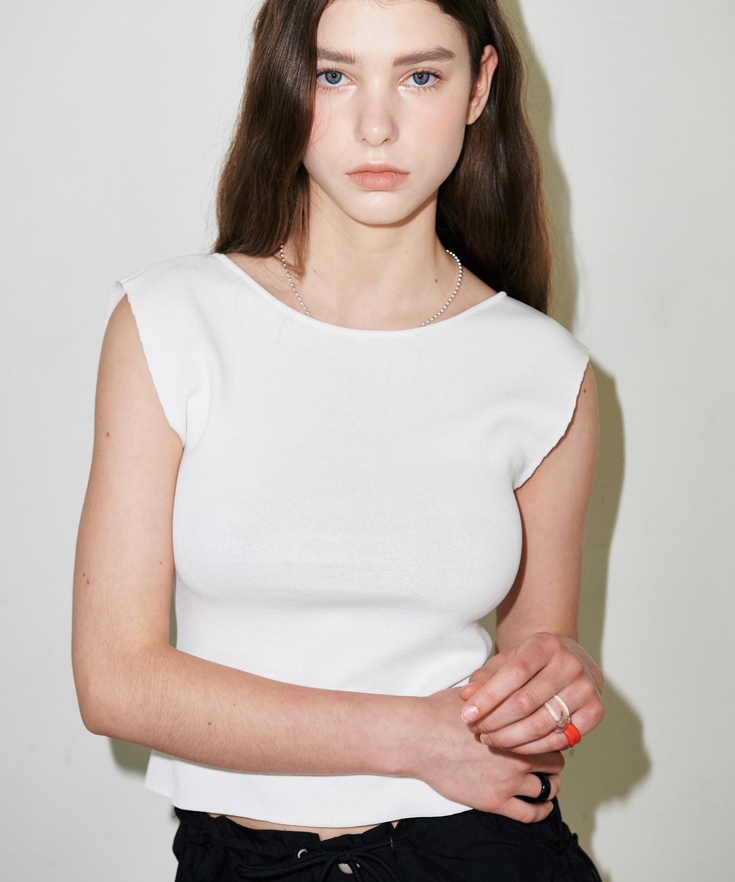 Slow Garments Backless Ribbon Point Knitwear - White White