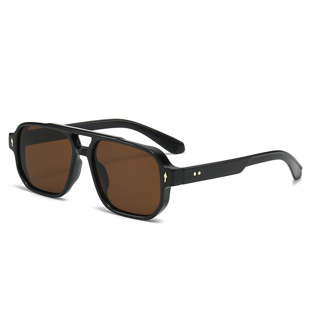 Trendy Retro Men's Sunglasses Double Bridge UV400 Protection Rivets Sun Glasses Square Designer Pilots Shades for Women Men