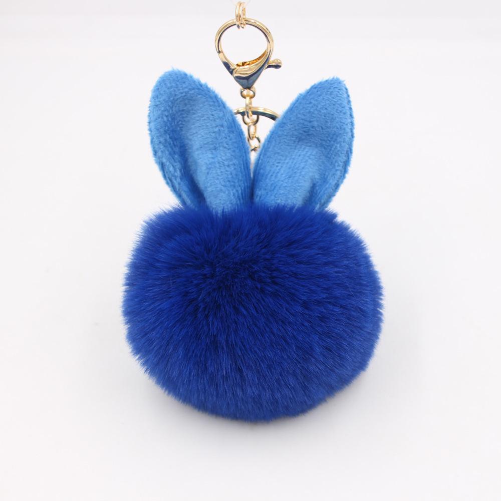 New Fluffy Keychain Pompom Rabbit Ear Toys Plush Rabbit Key Chain Fur Woman Bag Charms Keyring Car Pendant Holder Jewelry