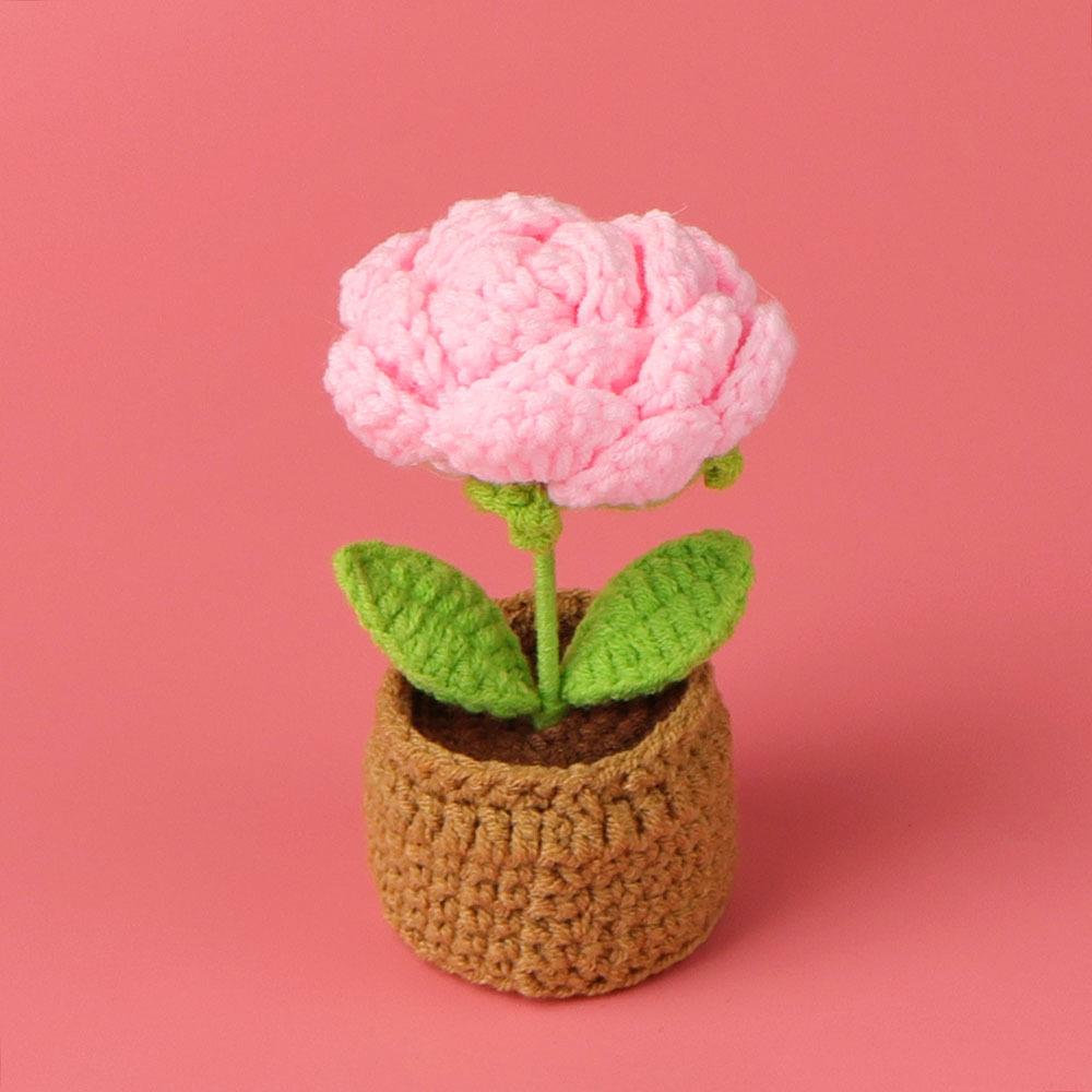 Crochet Sunflowers Potted Cute Knitting Flower Pot Flower Pot Handwoven Plant Car Table Bookshelf Home Decor Gift