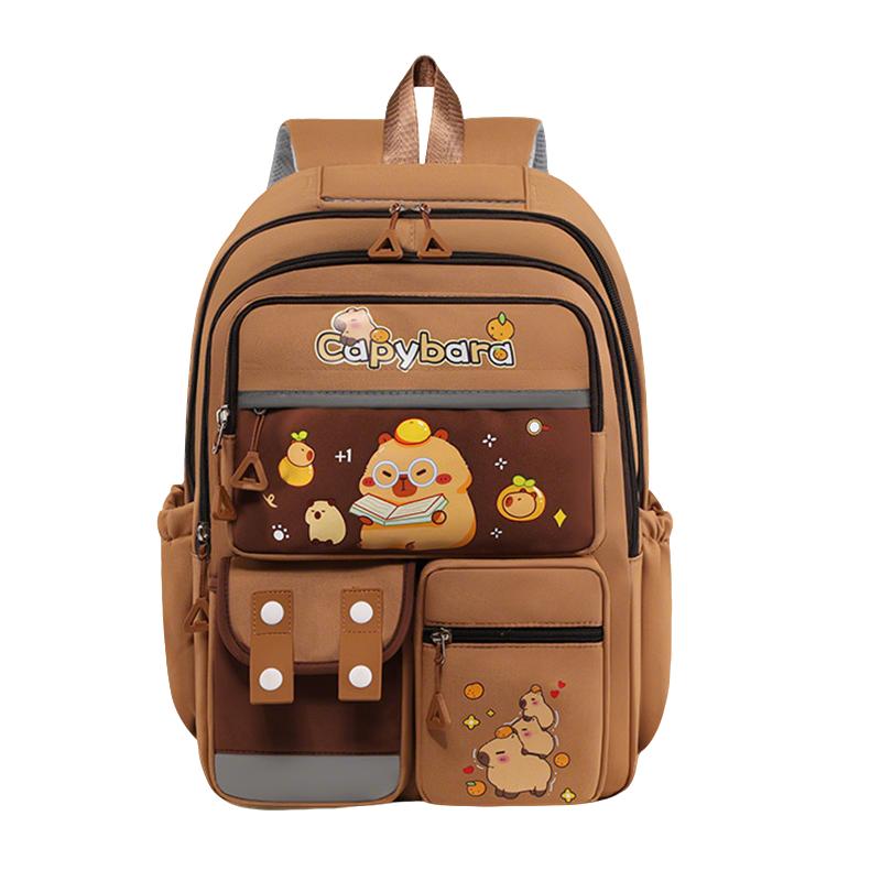 Capibala Mädchen Niedliche Cartoon-Schultaschen 1.-6. Klasse Großvolumig Leicht Wirbelsäulenschutz Niedliche Kinderrucksäcke