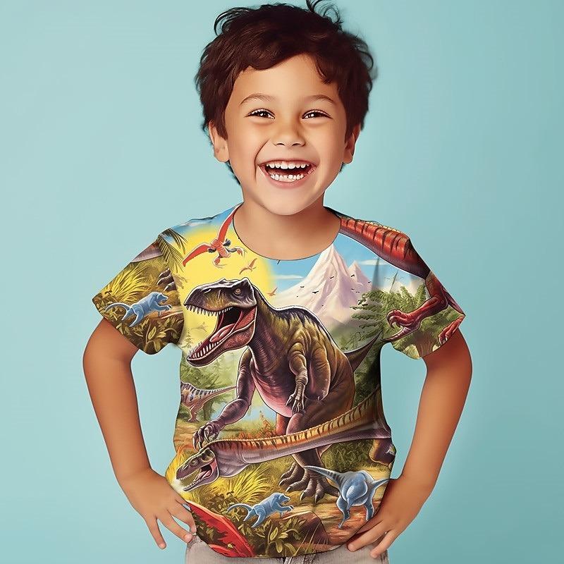 

Boys 3D Graphic Animal Dinosaur T shirt Tee Short Sleeve 3D Print Summer Spring Active Sports Fashion Kids 3-12 Years 100